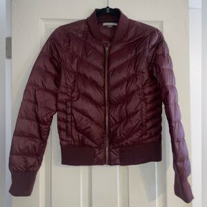 Tart burgundy down bomber jacket